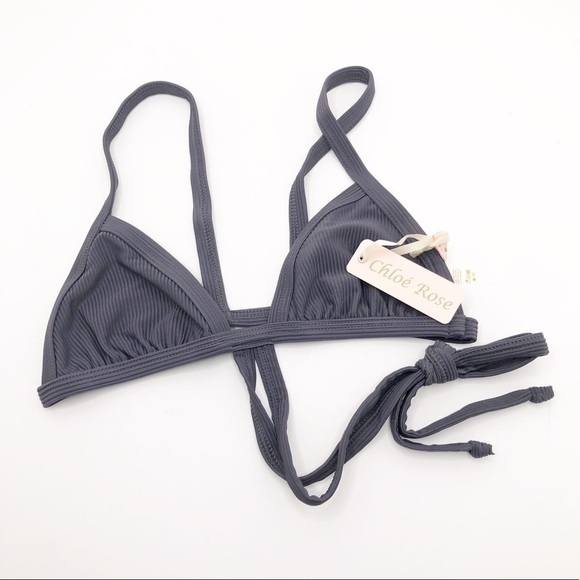 𝅺Chloe Rose Gray ribbed bikini top - Picture 9 of 13